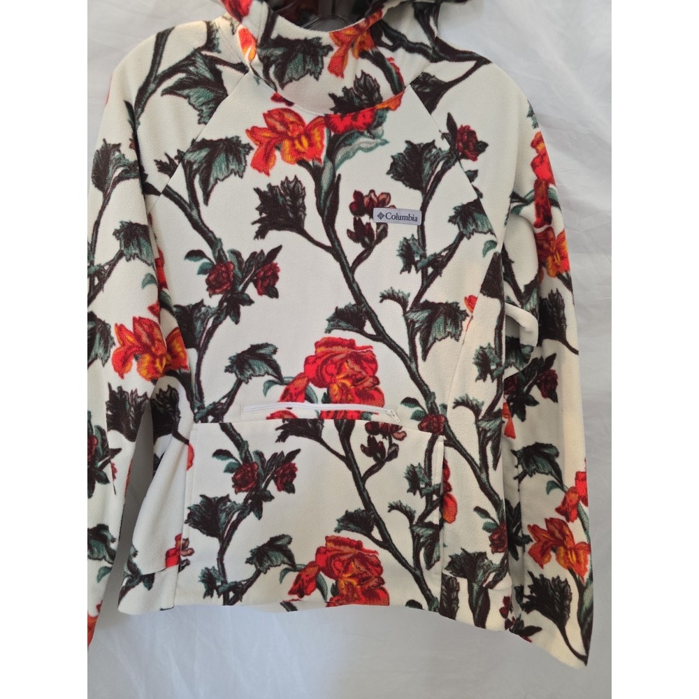 Columbia Ali Peak Hooded Fleece All-Over Floral Print Cowl Neck Sz M Boho-chic - Picture 3 of 13